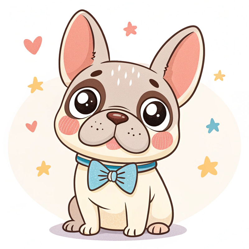 Kawaii French Bulldog Character - Cute & Adorable Kawaii French Bulldog Character - Cute & Adorable