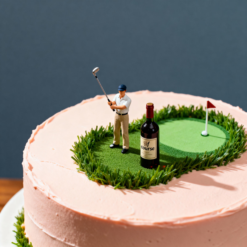 Golf-Themed Cake with Grass and Wine Design Golf-Themed Cake with Grass and Wine Design