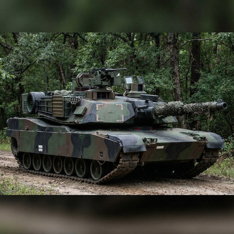 Forest Camo M1A2 Abrams Tank with Unique Features Forest Camo M1A2 Abrams Tank with Unique Features