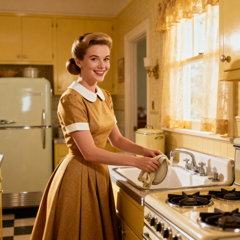 Classic 1950s Housewife in a Stunning Kitchen Classic 1950s Housewife in a Stunning Kitchen