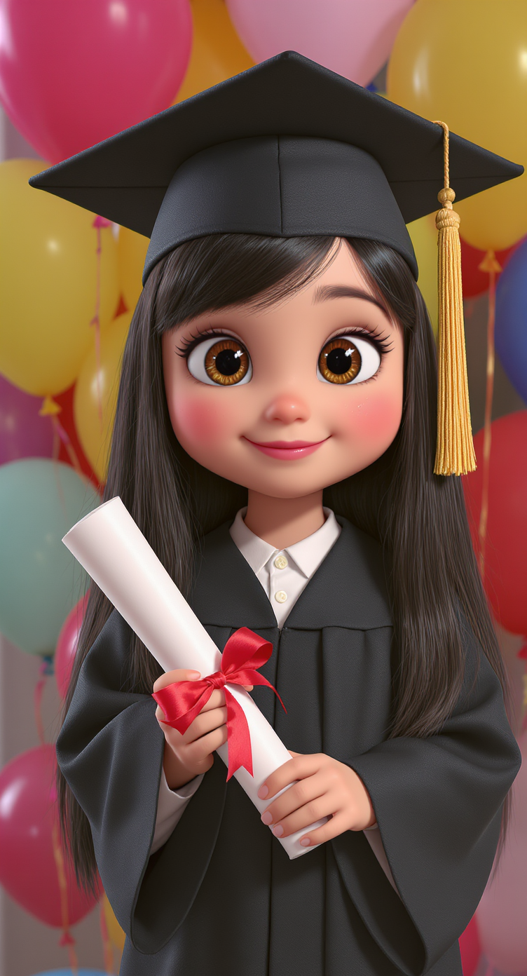 Happy Graduation Girl in Pixar Style Happy Graduation Girl in Pixar Style