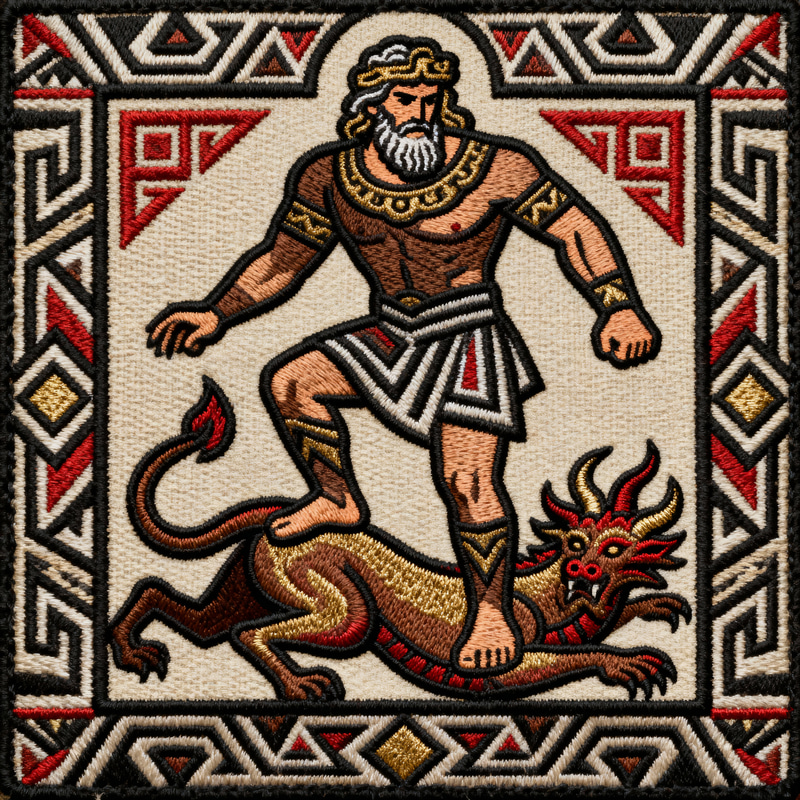 Tribal Patch Design: Zeus vs. Typhon Artwork