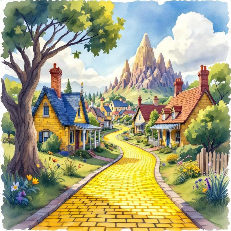 Village in Oz Watercolor Painting Village in Oz Watercolor Painting