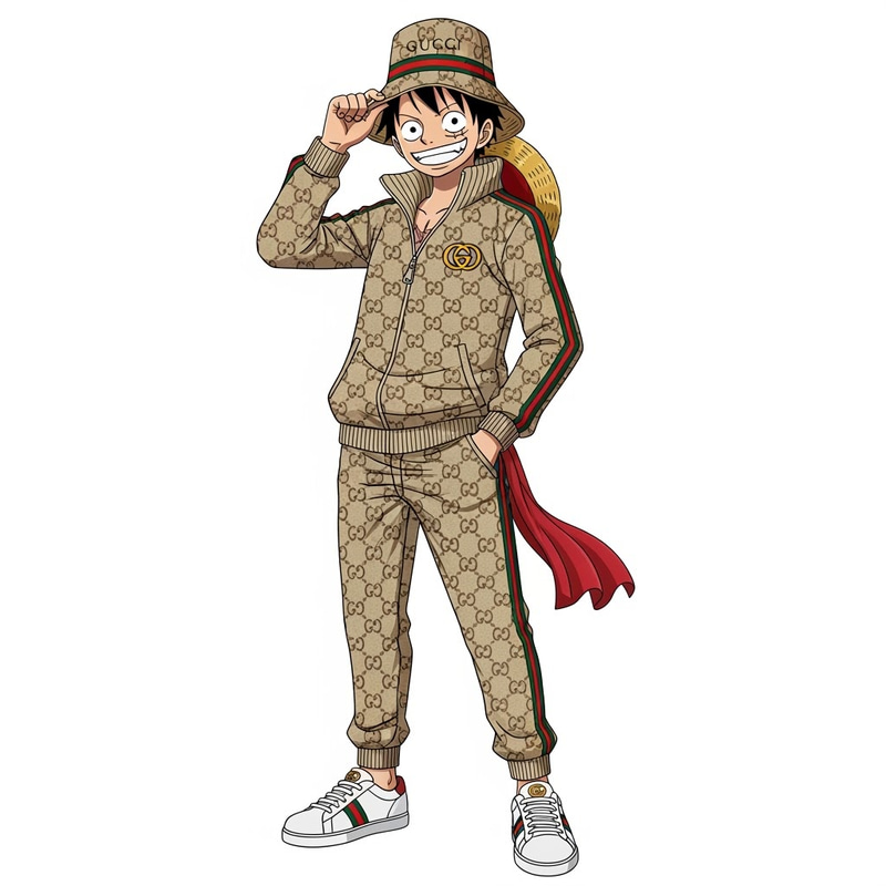 High-Fashion Monkey D. Luffy in Gucci Streetwear High-Fashion Monkey D. Luffy in Gucci Streetwear