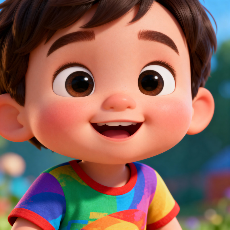 Pixar-Style 3D Cartoon of a Happy Boy Pixar-Style 3D Cartoon of a Happy Boy