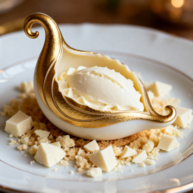 Gold Snitch Dessert with White Chocolate Crumble