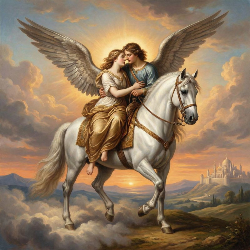 Loving Angels on a White Horse