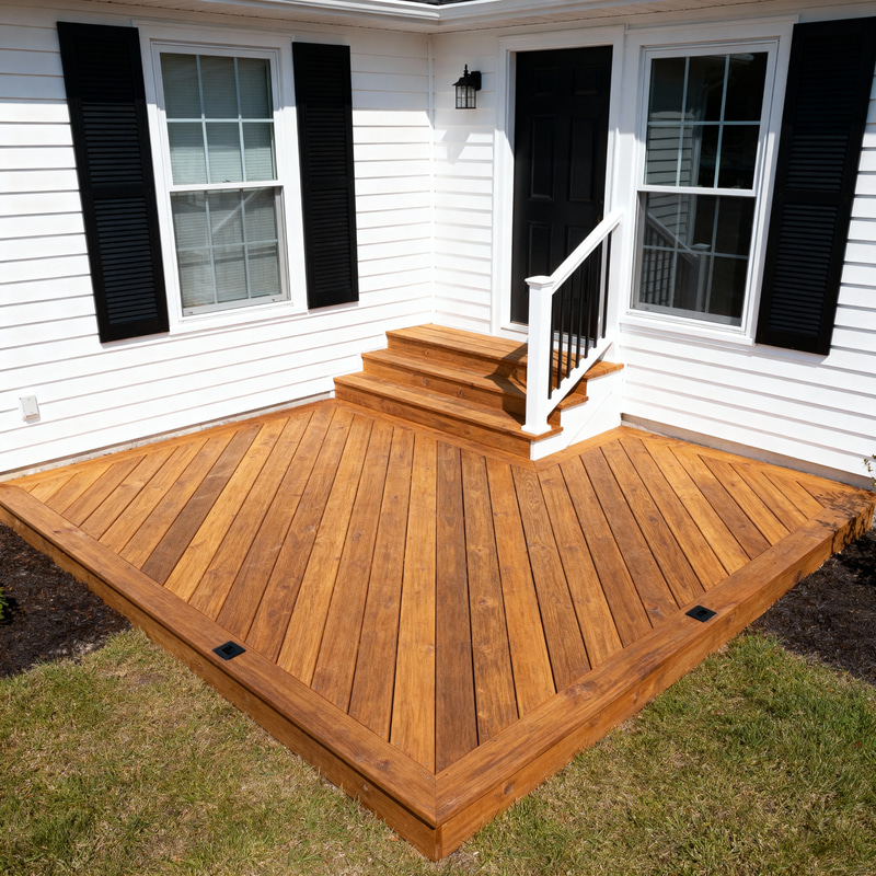Elegant Deck Design with Central Stairs Elegant Deck Design with Central Stairs