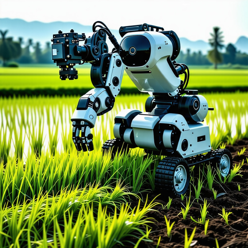 Industrial Robotic Planting Rice on Paddy Field Industrial Robotic Planting Rice on Paddy Field