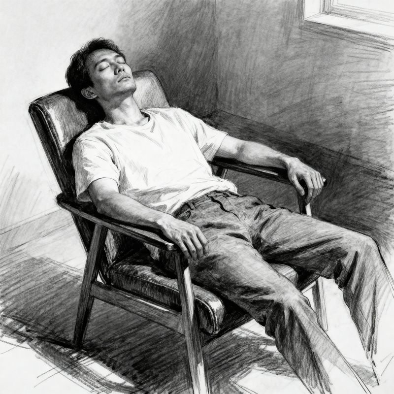 Sketch of a Man Sleeping in a Chair Sketch of a Man Sleeping in a Chair