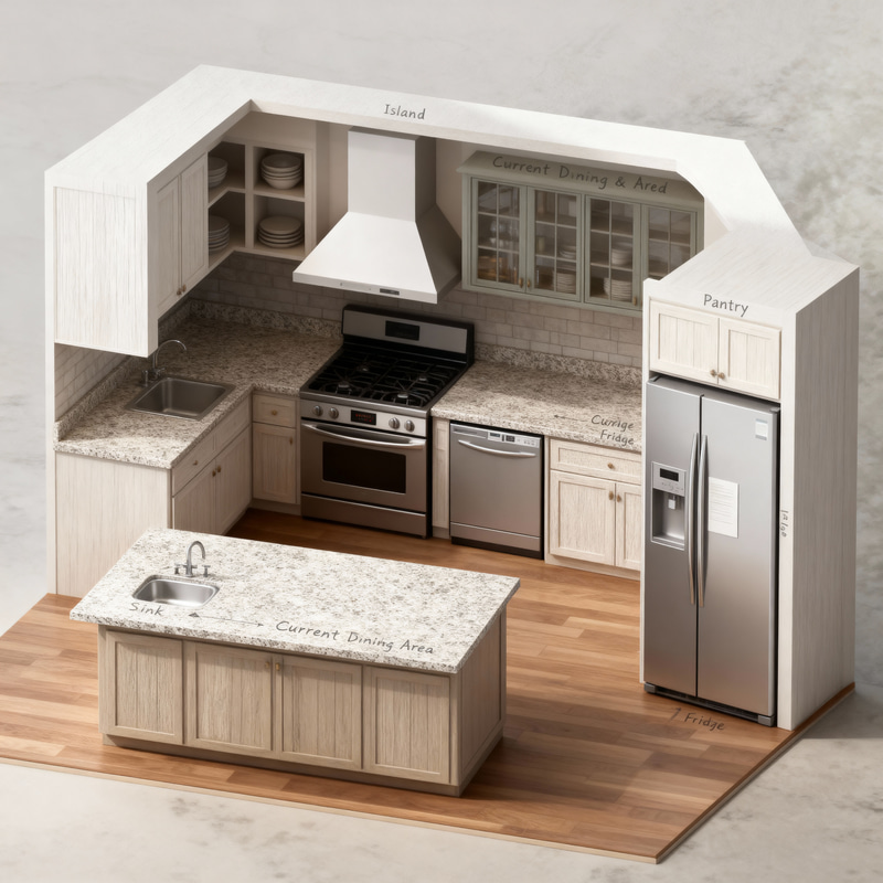 3D Kitchen Image from Your Floor Plan