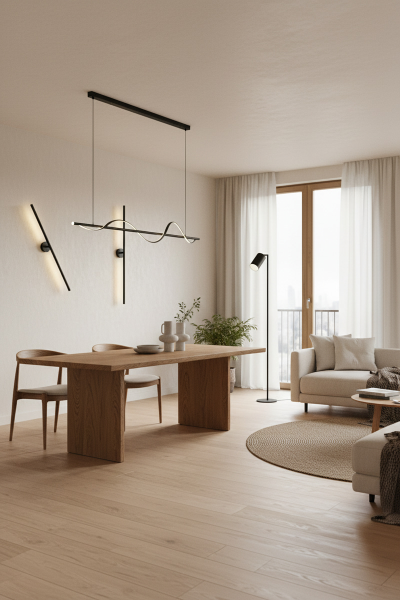 Instagrammable Dining & Living Room with Unique Lamps