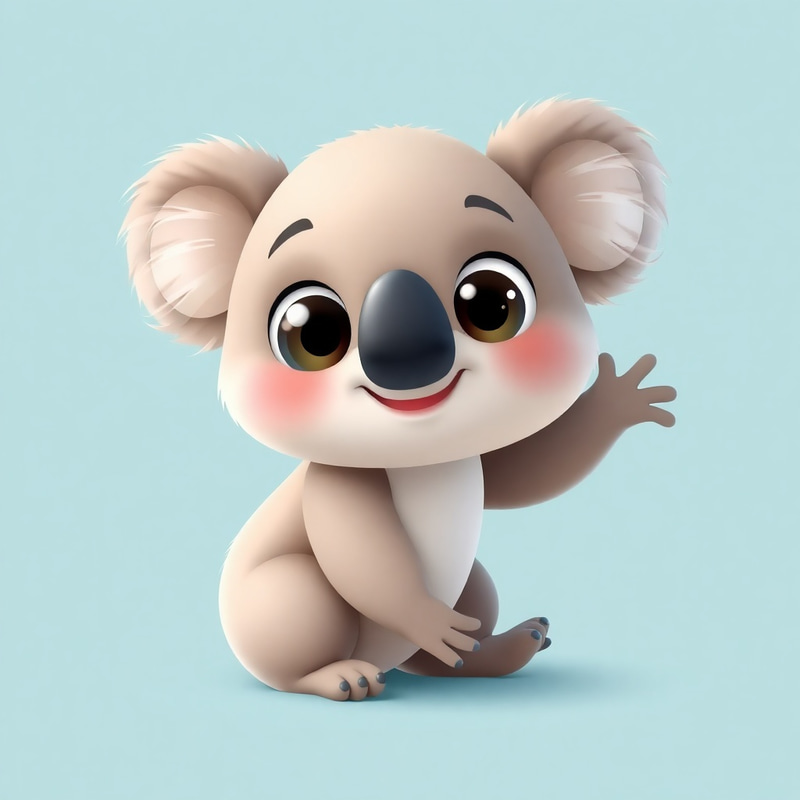 Adorable 3D Cartoon Koala with Big Eyes Adorable 3D Cartoon Koala with Big Eyes