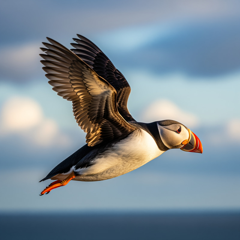 Puffin Flying in the Sky Puffin Flying in the Sky