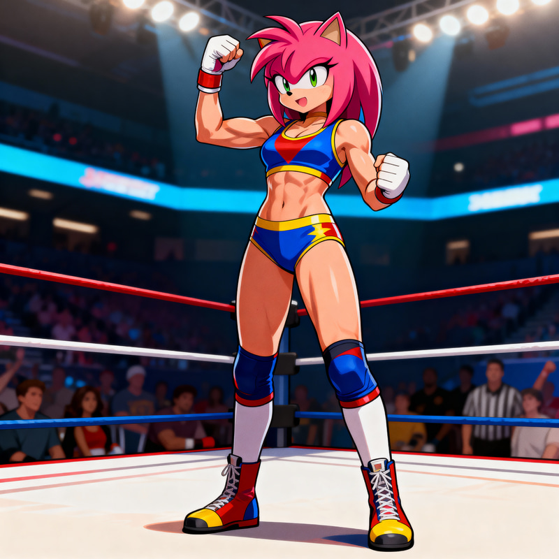 Amy Rose in Wrestling Gear - Full Body Showcase