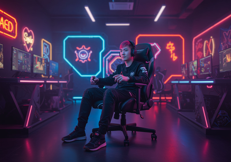 Futuristic Neon Gaming Room with RGB Lighting