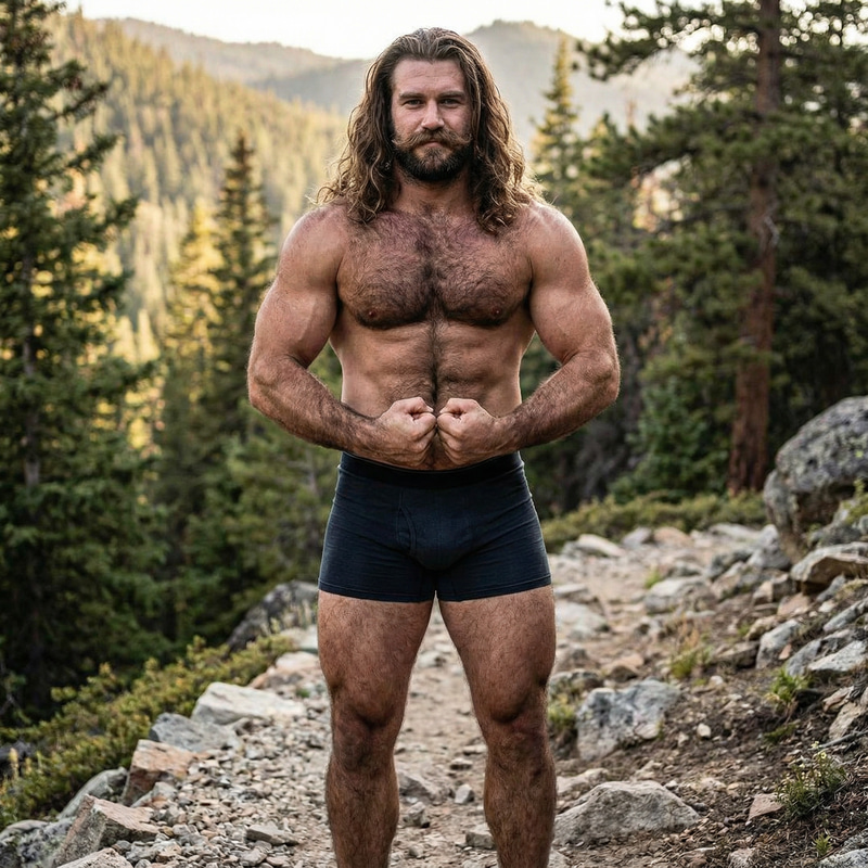 Muscular Man Flexing: Full Body Display