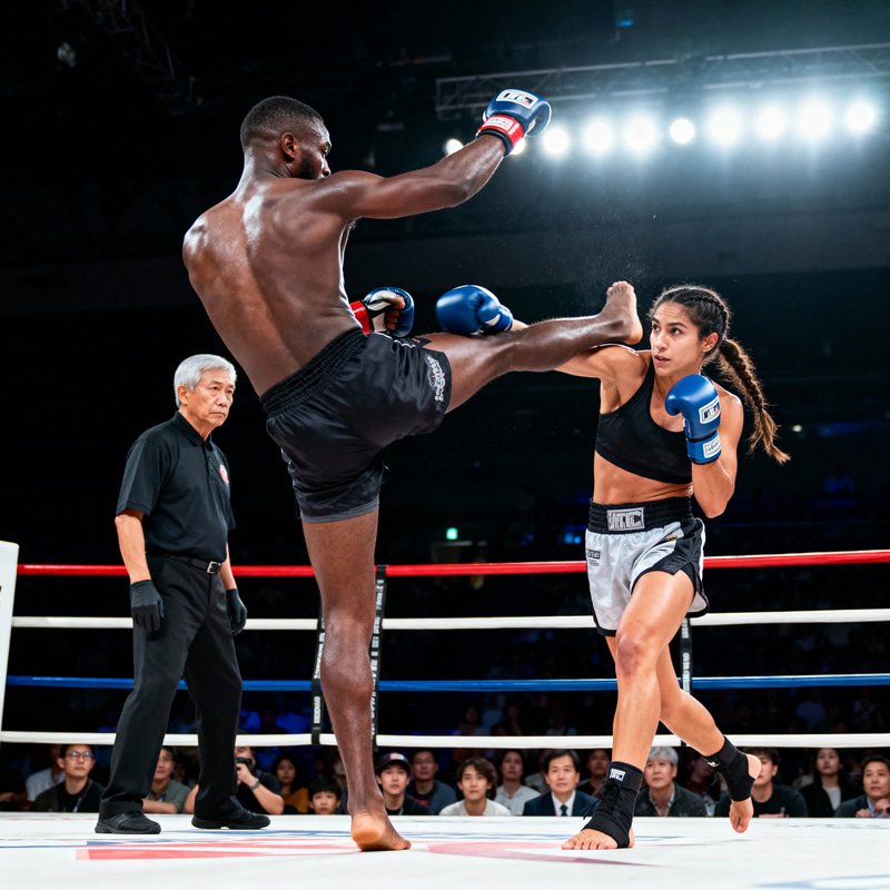 Intense MMA Action: Fighter vs. Boxer Showdown