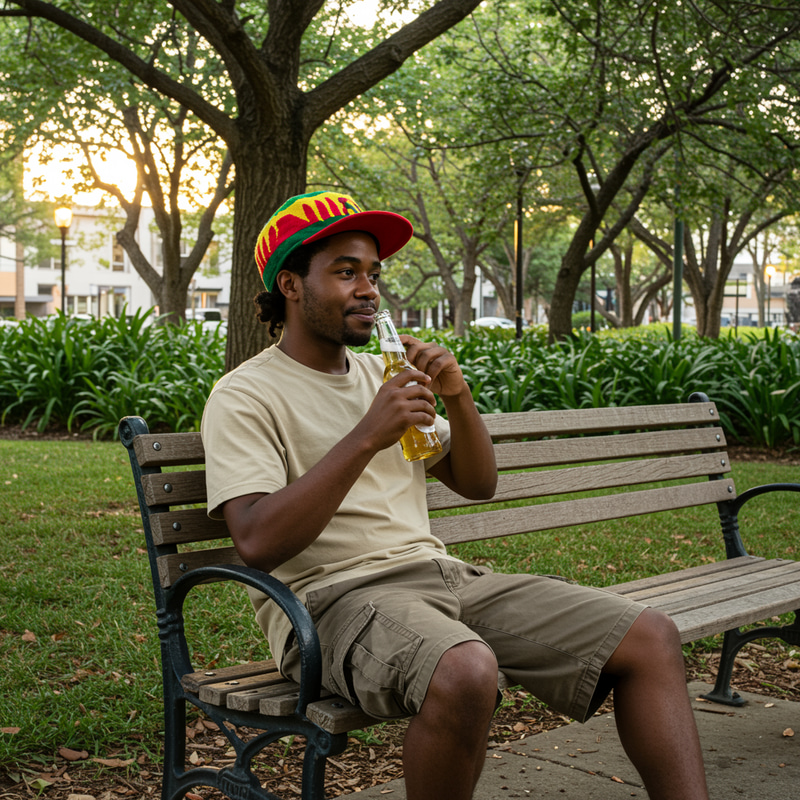30-Year-Old Jamaican Reggae Enthusiast in the Park 30-Year-Old Jamaican Reggae Enthusiast in the Park