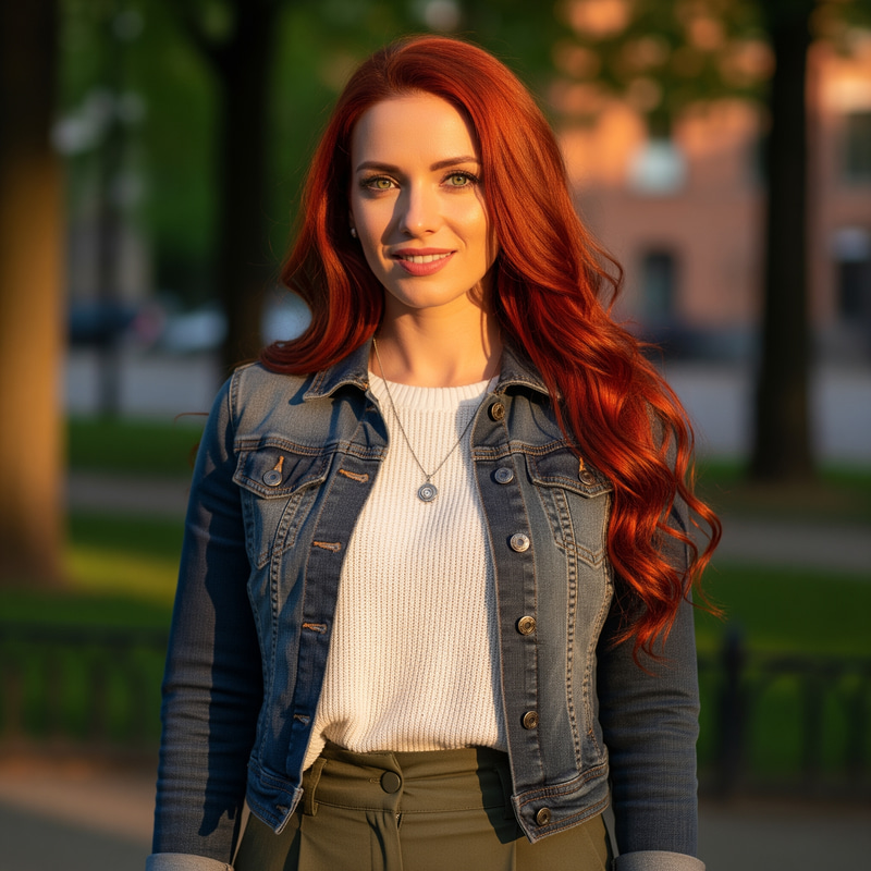 Vivid Red Hair & Sparkling Green Eyes Woman Vivid Red Hair & Sparkling Green Eyes Woman