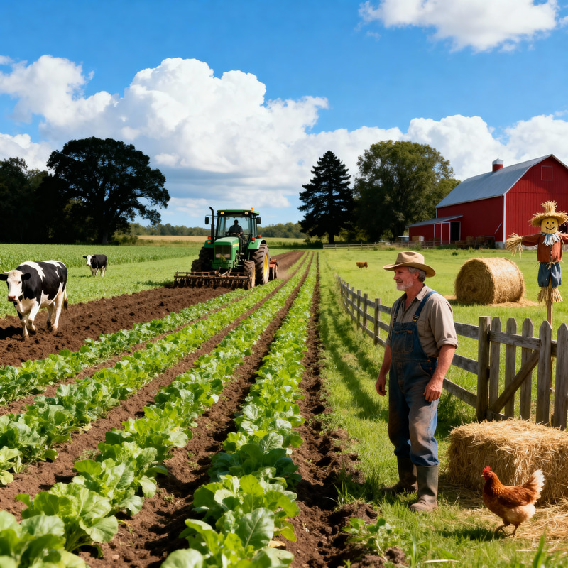 Captivating Agricultural Scene with Crops and Farm Life Captivating Agricultural Scene with Crops and Farm Life