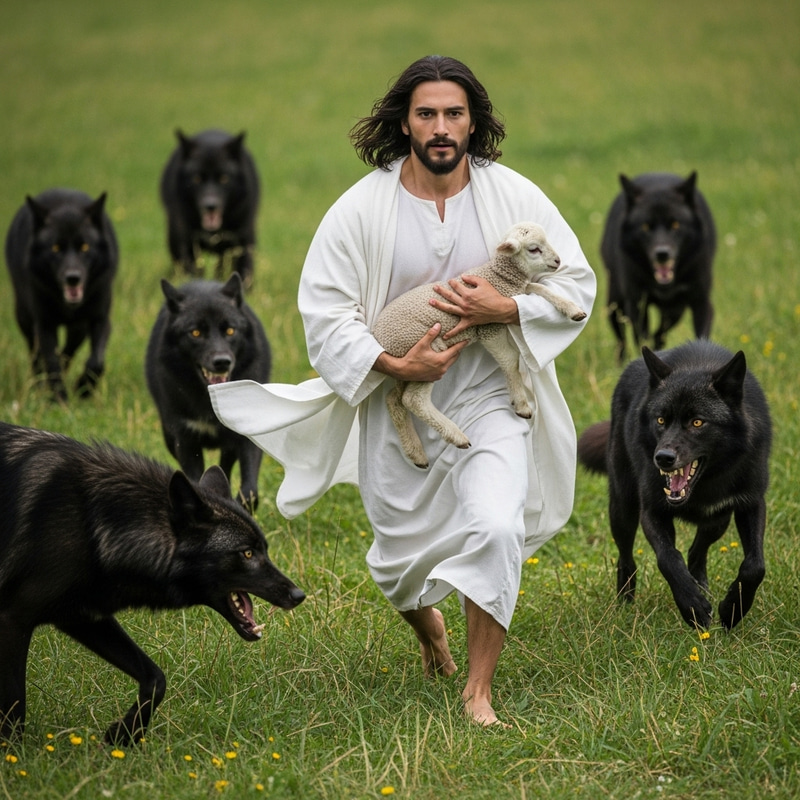 Jesus Running with a Lamb: A Scene of Hope