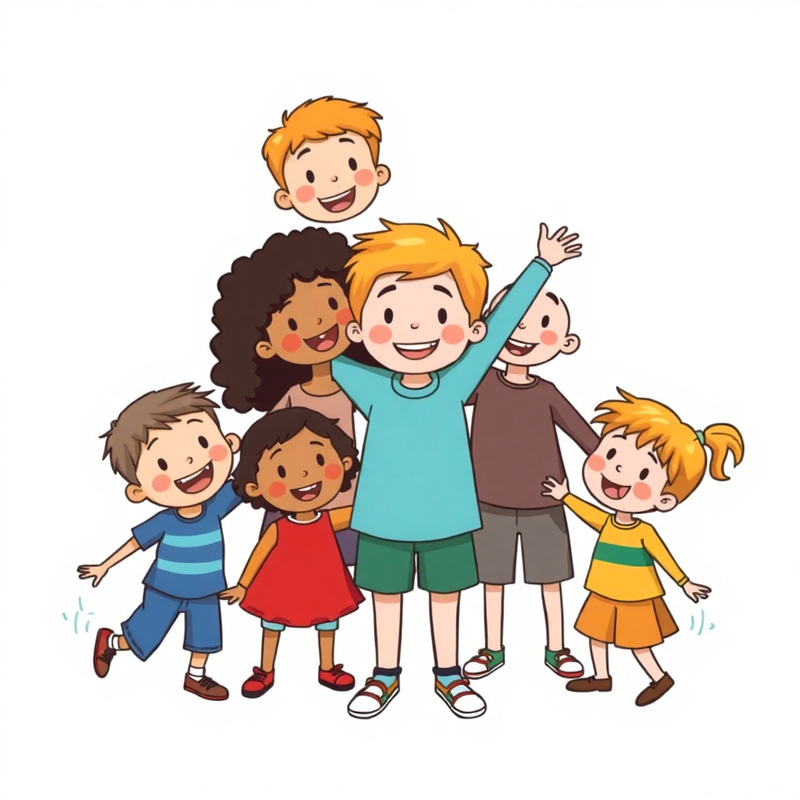 Diverse Kids Playing Together - Cartoon Image Diverse Kids Playing Together - Cartoon Image