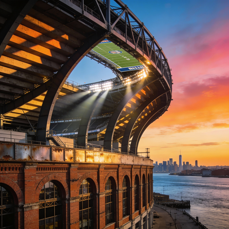 Modern Football Stadium on Brooklyn Waterfront