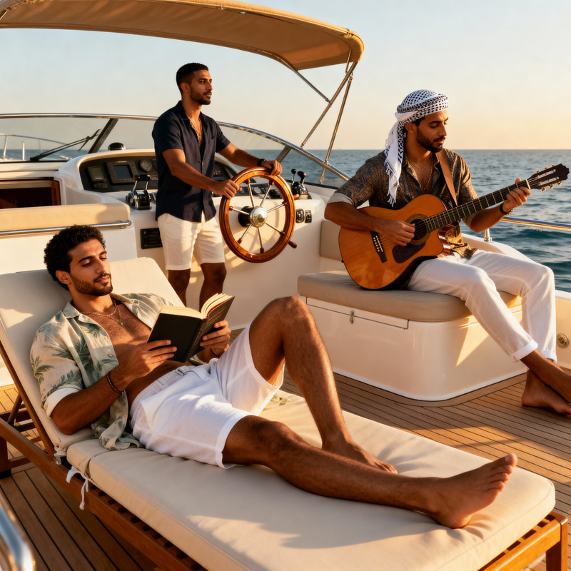 Stylish North African Models on a Luxury Yacht Stylish North African Models on a Luxury Yacht