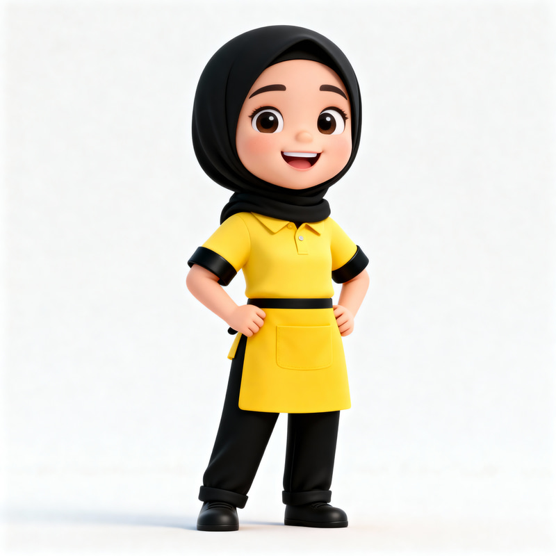 Simple Cartoon Hijab Girl in 3D Style