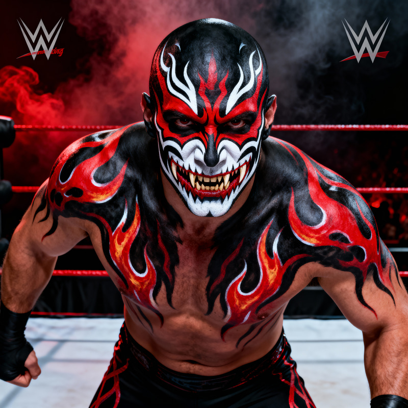 Demon King Portrait: Realistic Wrestling Artwork