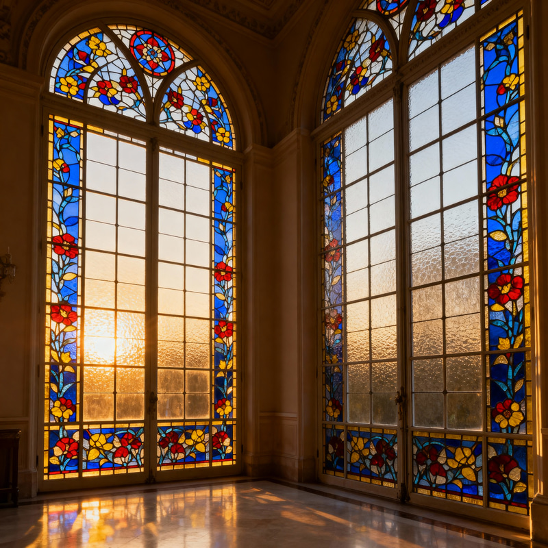 Stunning Floor-to-Ceiling Stained Glass Windows Stunning Floor-to-Ceiling Stained Glass Windows