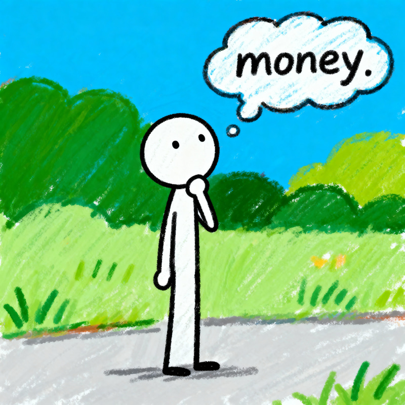 Stick Man Thinking About Money - Fun Illustrations Stick Man Thinking About Money - Fun Illustrations