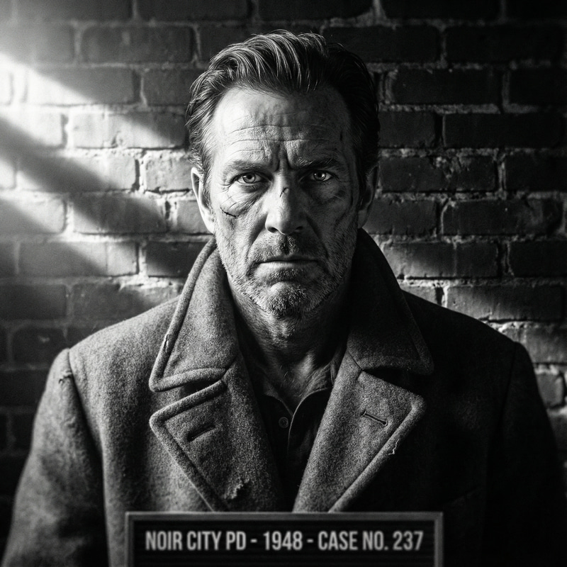 Classic Black-and-White Film Noir Mugshot