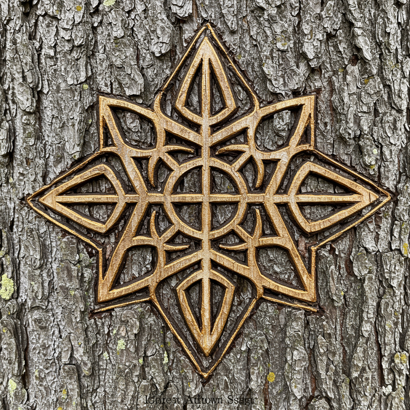 Cult Symbol Carved in Bark - Geometric Design Cult Symbol Carved in Bark - Geometric Design