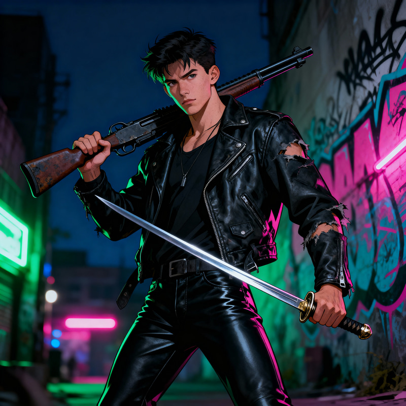 Dynamic Urban Character Portrait - Rebellious Confidence Dynamic Urban Character Portrait - Rebellious Confidence