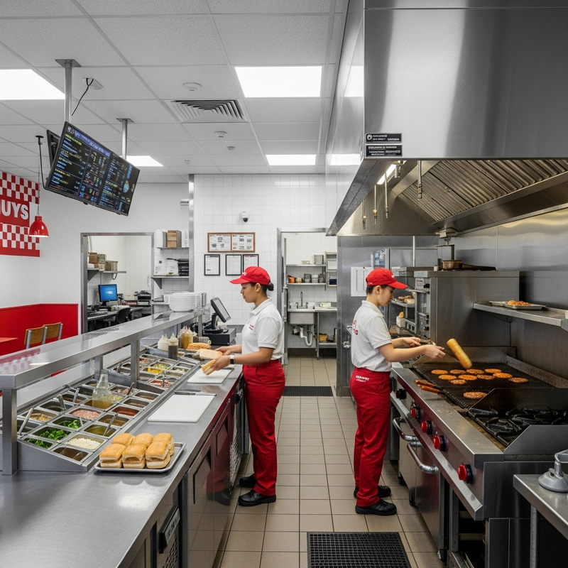 Fast Food Sandwich Restaurant with Open Kitchen