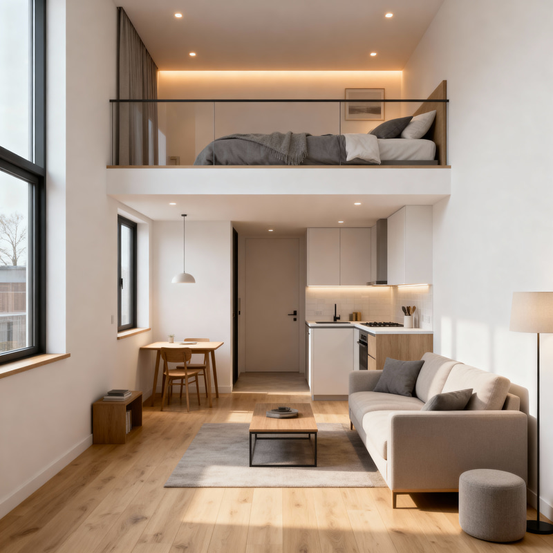 400 Sq Ft Loft House 3D Design Ideas