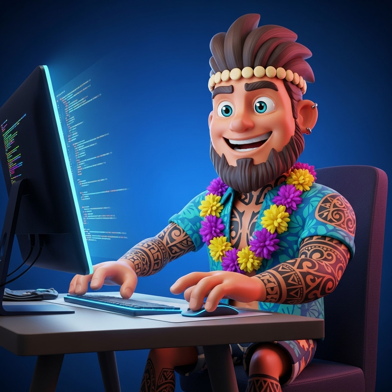 3D Animated Hawaiian Programming Mascot