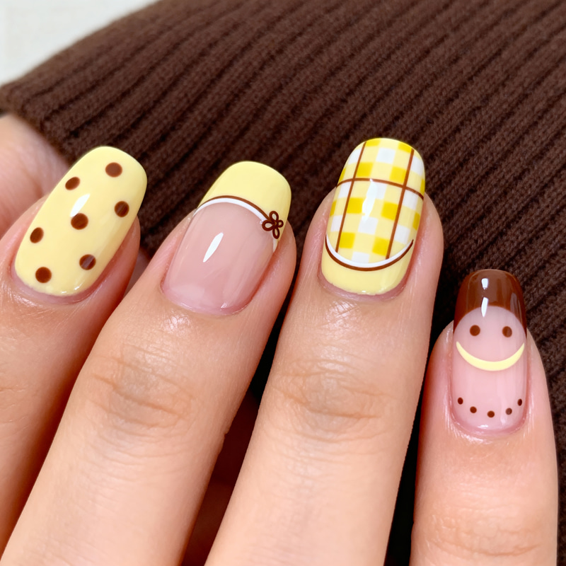 Stylish Nail Art: Cream Yellow & Brown Design Ideas Stylish Nail Art: Cream Yellow & Brown Design Ideas