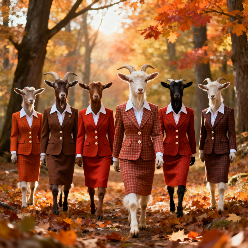 Crazy Goats in Women's Suits - Autumn Vibes