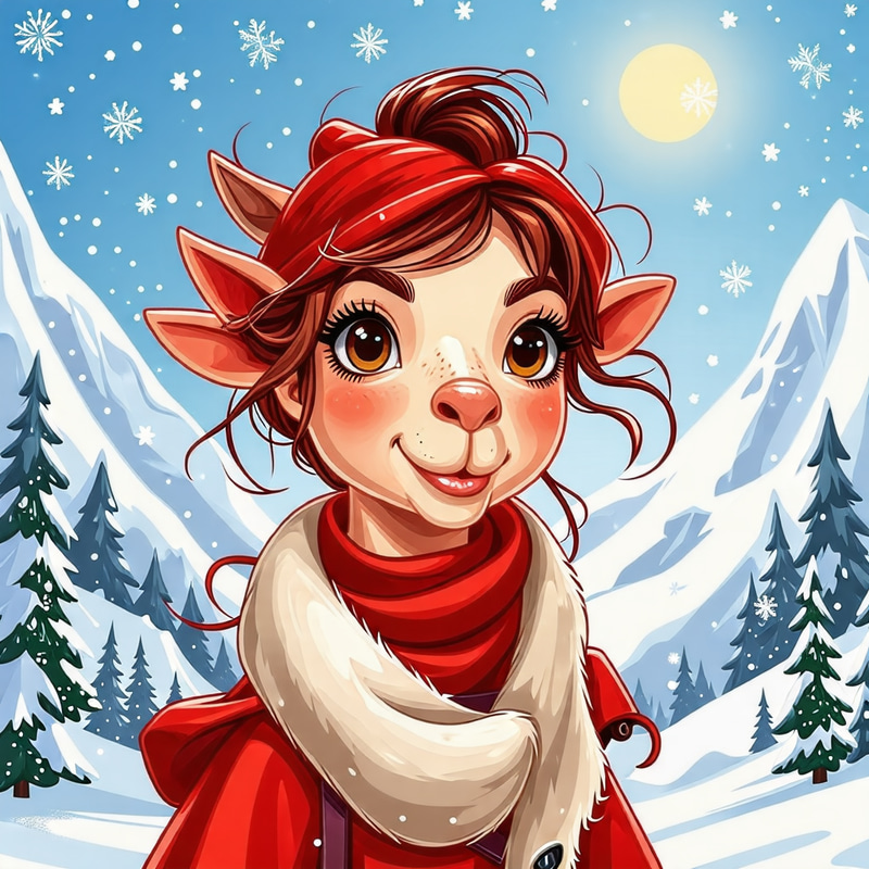 Whimsical Camel Adventure in Snowy Mountains Whimsical Camel Adventure in Snowy Mountains