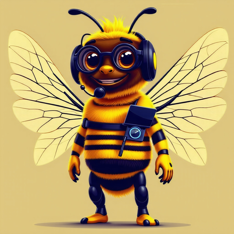 Modern HR Bee Mascot | Vibrant Yellow and Black Stripes Modern HR Bee Mascot | Vibrant Yellow and Black Stripes