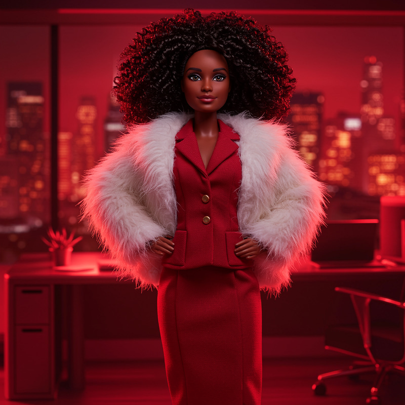 Independent Curly Haired Black Barbie - City Commander Independent Curly Haired Black Barbie - City Commander