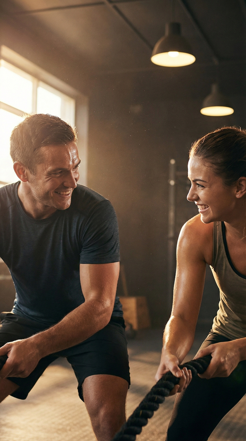 Sweaty Smiles: Gym Workout Photo Sweaty Smiles: Gym Workout Photo