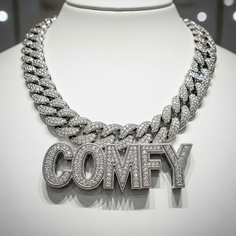 Sparkling Cuban Link Chain with 'COMFY' Design