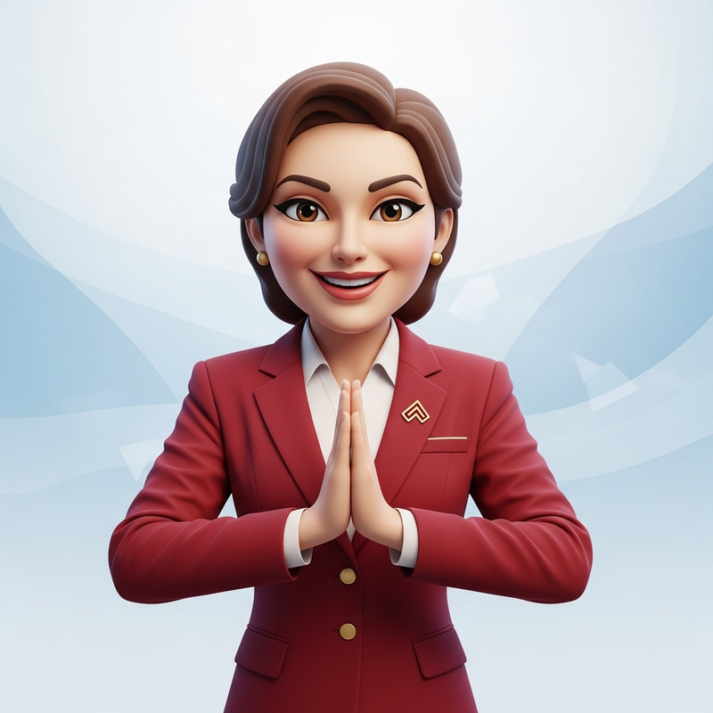 Corporate Female Mascot Character in Red Coat