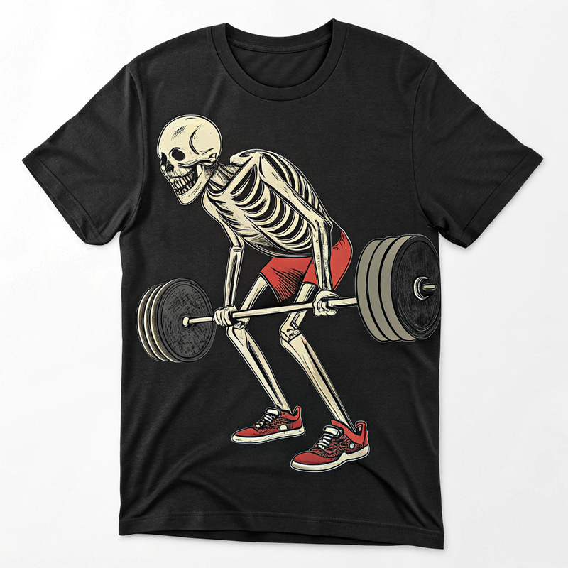 Skeleton Deadlifting T-Shirt Design