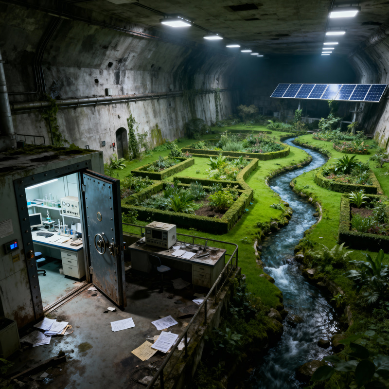 Underground Bunker with Green Oasis Underground Bunker with Green Oasis