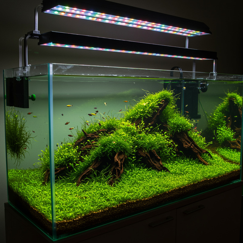 Modern Aquarium with Plant Islands Modern Aquarium with Plant Islands